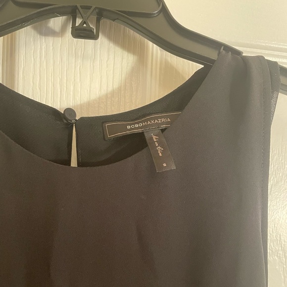 BCBG Asymmetrical High Low Chiffon Layered in Dress Black - Picture 5 of 11